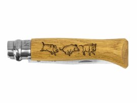 Messer Opinel 8 Klappmesser Inox Buche Motiv Keiler