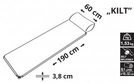 Selbstaufblasende Isomatte Kilt 3,8cm mit Kopfkissen