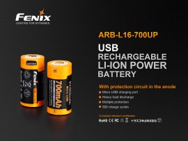 Wiederaufladbare USB-Batterie Fenix RCR123A/16340 (Li-ion)