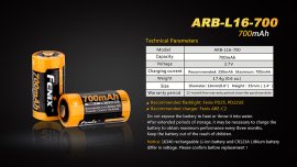 Wiederaufladbare Batterie Fenix RCR123A/16340 (Li-Ion)