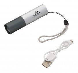 Kompakte LED-Taschenlampe Cattara 120lm ZOOM wiederaufladbar SILVER