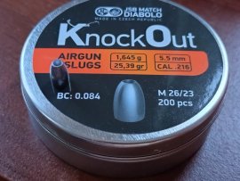 Bewertungen: Diabolo JSB KO Slugs .216 5,5mm 1.645g 200 Stk - 1