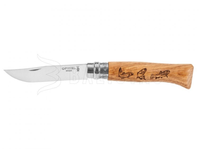 Messer Opinel 8 Klappmesser Inox Buche Motiv Fische