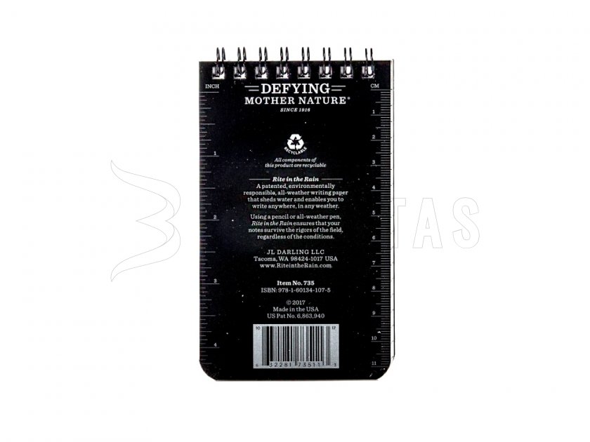 Wasserfester Notizblock Rite in the Rain 735 3x5 schwarz