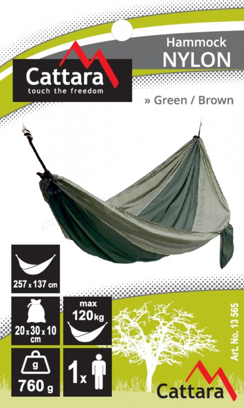 Hängematte NYLON 275x137 cm grün-braun
