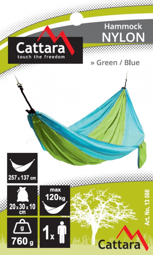 Hängematte NYLON 275x137 cm grün-blau