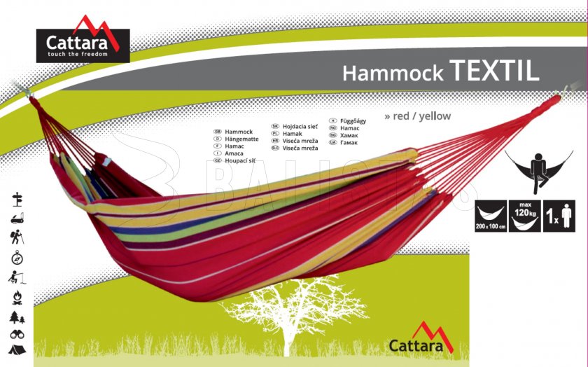 Hängematte TEXTIL 200x100 cm rot-gelb 4