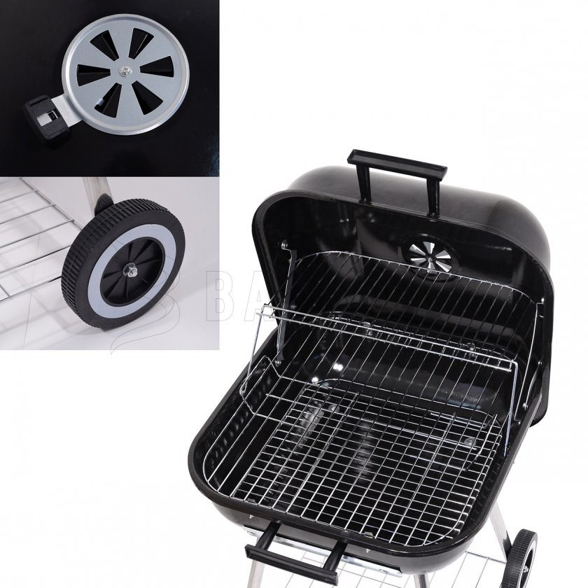 Rechteckiger Holzkohlegrill Trapani 46 cm