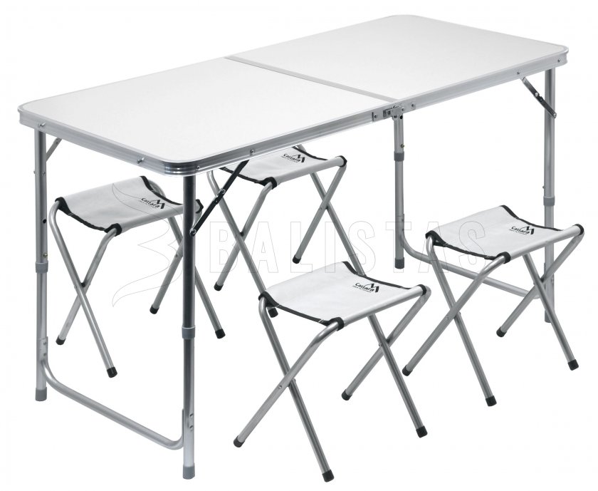 Campingtisch Double teleskop. grau + 4x Hocker