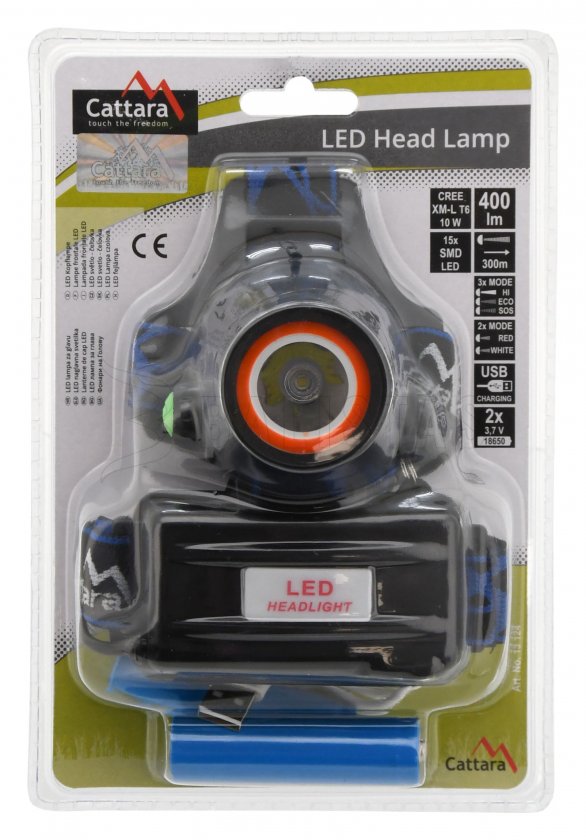 Stirnlampe LED 400 lm (1x XM-L+15x SMD)