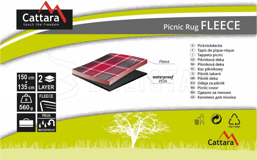 Picknickdecke Fleece 150x135 cm rot