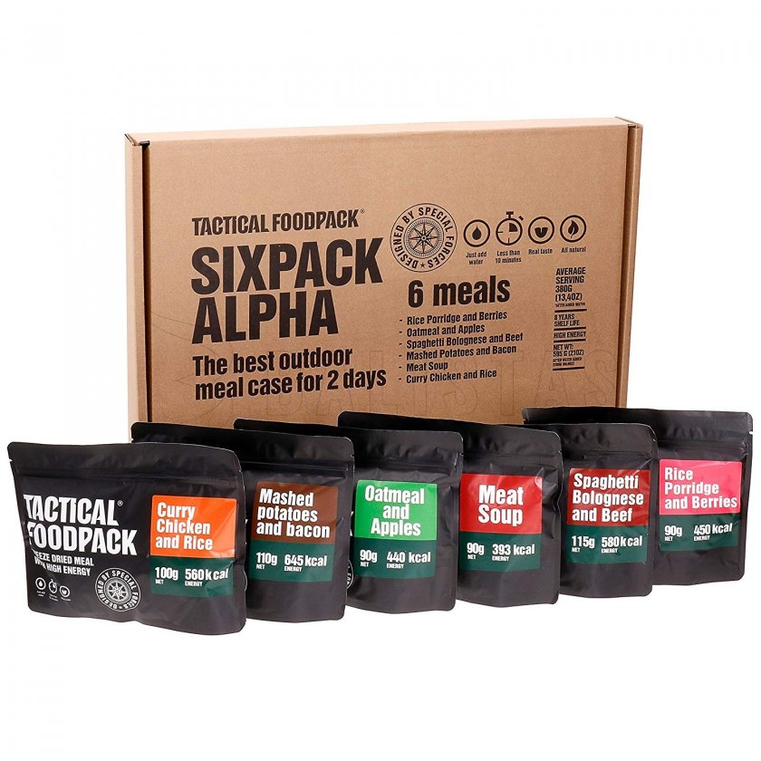 Set 6x MRE dehydrierte Mahlzeit - Tactical Six Pack Alpha Tactical Foodpack