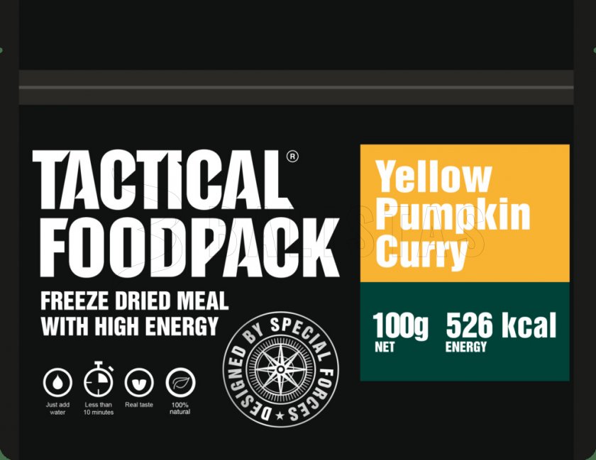 Dehydriertes Essen - gelber Kürbis Curry Tactical Foodpack