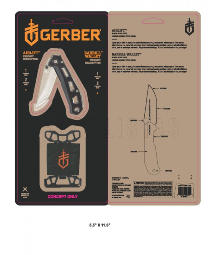 Set Gerber Messer Airlift Black + Geldbörse Barbill Wallet Black