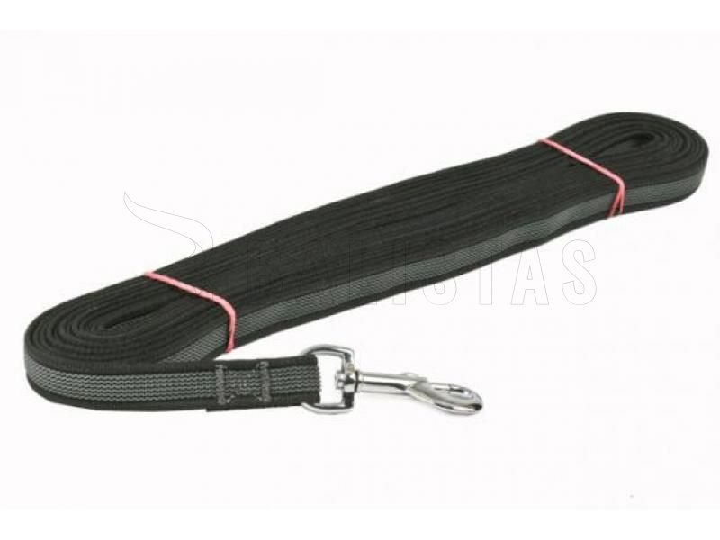 Stoppleine Dogtrace silberne Schnalle 20mm, 10m schwarz