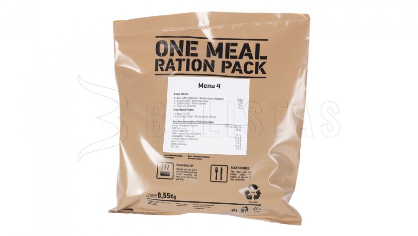MRE One Meal, Menu IV – Rindfleisch mit Pilzen