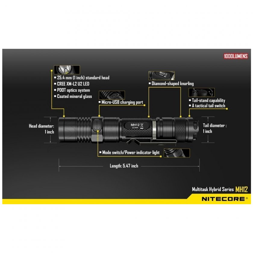 Taktische Taschenlampe Nitecore MH12