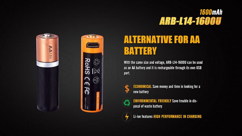 Wiederaufladbare USB AA Batterie Fenix ARB-L14-1600U