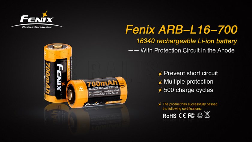 Wiederaufladbare Batterie Fenix RCR123A/16340 (Li-Ion)