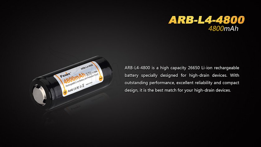 Wiederaufladbarer Akku Fenix 26650 4800 mAh (Li-Ion)