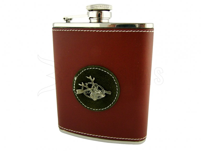 Jäger-Flachmann mit Lederbezug 175ml