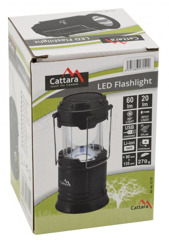 Wiederaufladbare Campinglampe Cattara LED 20/60lm ausziehbar