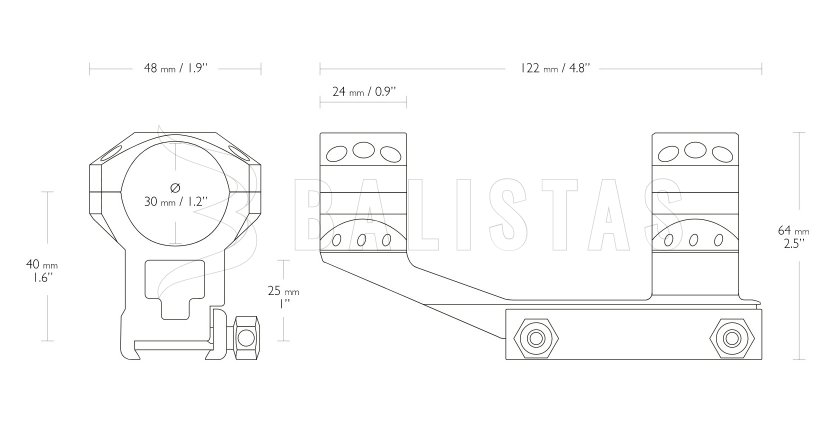 Montage Hawke Tactical AR Cantilever 22mm/30mm, hoch, einteilig