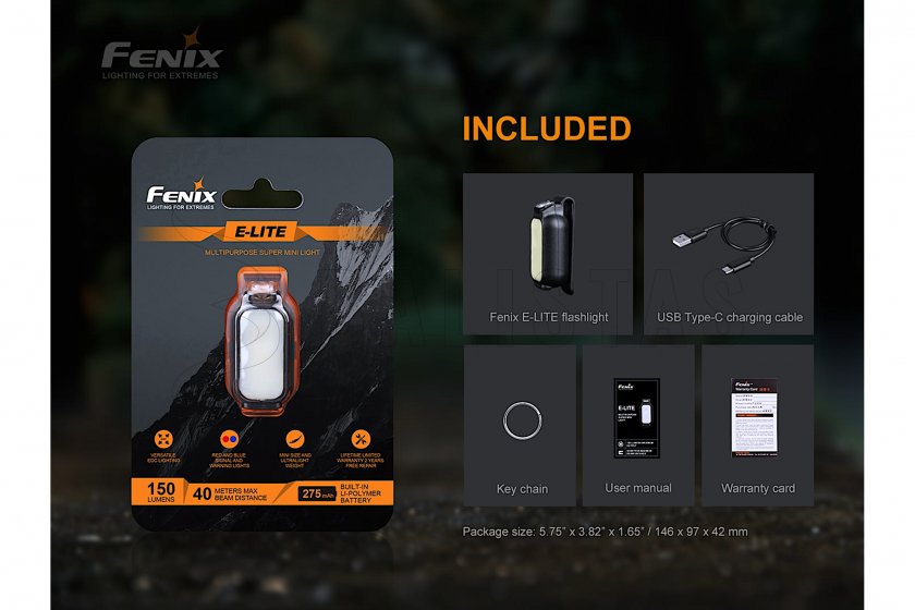 Wiederaufladbare Taschenlampe Fenix E-LITE