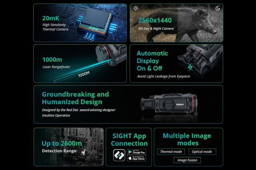 Wärmeschutz-Fernglas LRF Hikmicro RAPTOR RH50LN