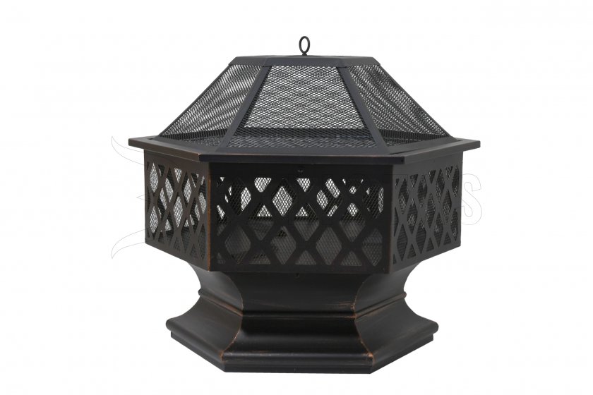 Feuerstelle HEXAGON copper patina mit Deckel