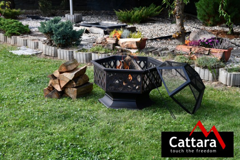 Feuerstelle HEXAGON copper patina mit Deckel