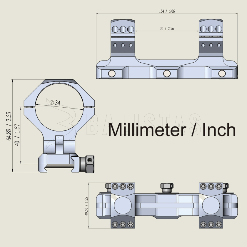 Montage Vector Optics X-Accu 22mm/34mm einteilig hoch 10