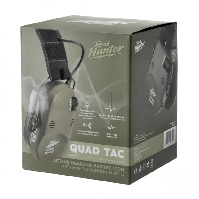 Aktiver Kapselgehörschutz RealHunter Active ProSHOT QuadTAC Olivgrün 9