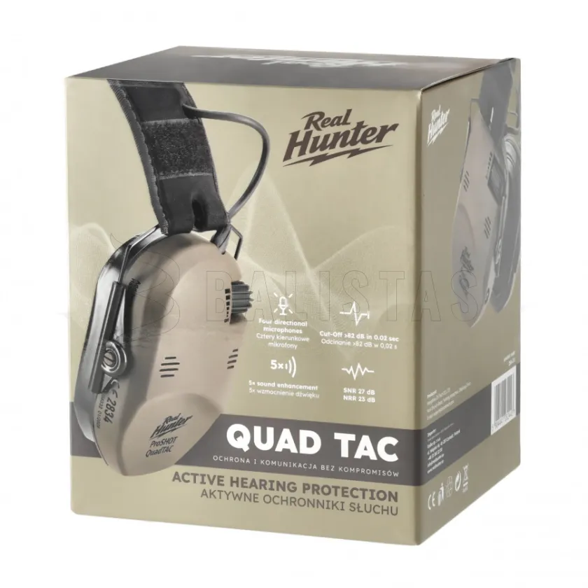 Aktiver Gehörschutz RealHunter Active ProSHOT QuadTAC FDE 9